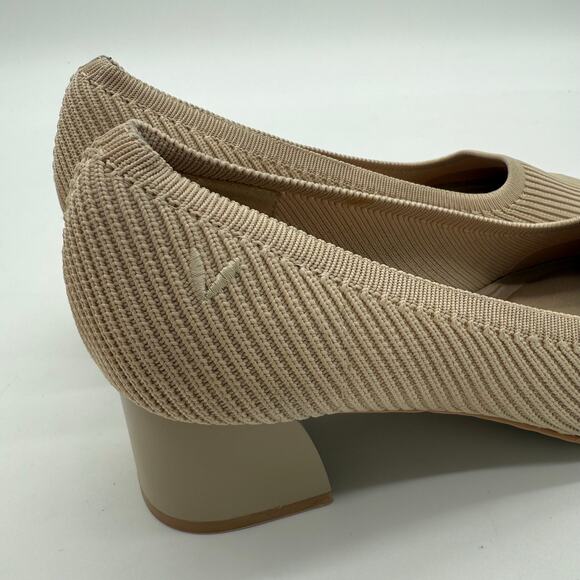 Vivaia Melody Chunky Heels Square Toe Old Money Knit Office Comfort Almond 9 - Picture 2 of 8
